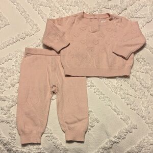 GAP Baby Soft Pink Knit Sweater Set, 3-6 month